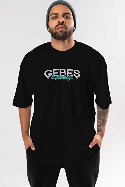 Ankhises Plodna kornjača prednja Štampano crna Oversize kroj T-shirt muškarci...