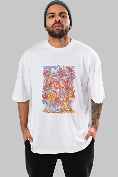 Ankhises MONKEY D. LUFFY 1 Anime Sa deznom Bela Oversize kroj T-shirt - Muška...