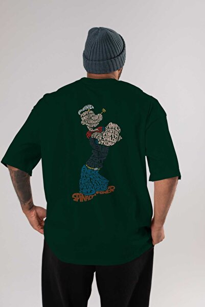 Ankhises Sailorman Back Štampano Emerald Green Oversize kroj T-shirt Muškarci...