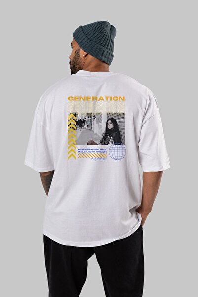 Ankhises Generacija Napisano nazad Štampano Beli Oversize kroj T-shirt Muškar...