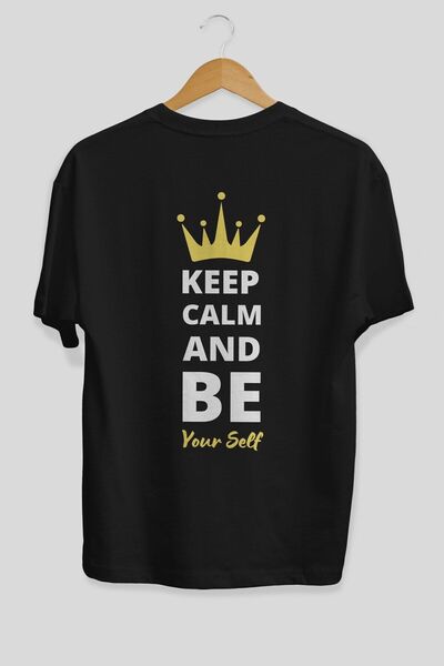 Ankhises Μείνετε ήρεμοι και γίνετε η πλάτη σας με εμπριμέ μαύρο μπλουζάκι υπε...