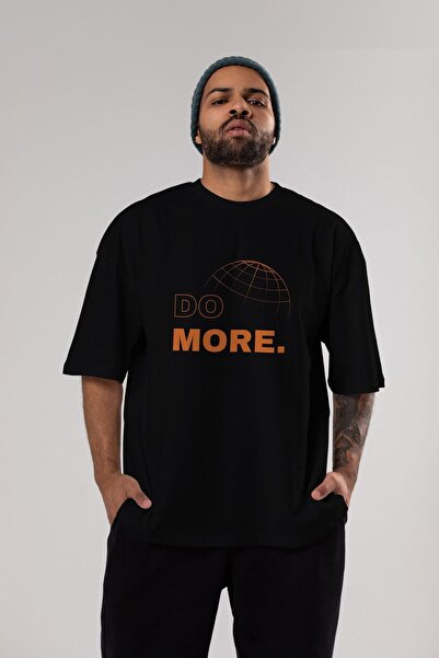 Ankhises Do More Written Front Štampano Crna Oversize kroj T-shirt Unisex Muš...