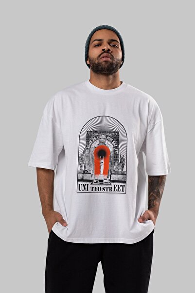 Ankhises Okrugla kragna бела T-shirt са Oversize kroj , Štampano на предњој с...