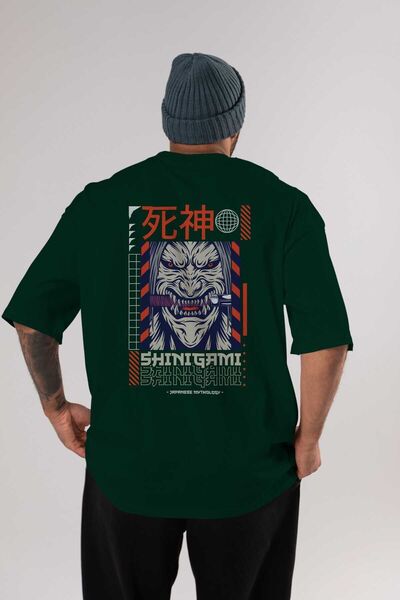 Ankhises Shinigami Back Štampano Emerald Green Oversize kroj T-shirt Muškarci...