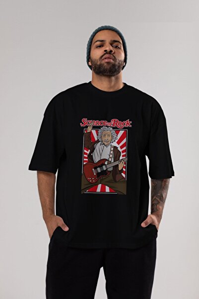 Ankhises Einstein Science Front Štampano Crna Oversize kroj T-shirt Unisex Mu...