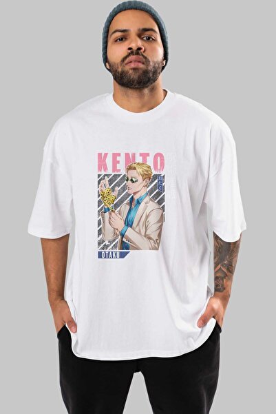 Ankhises Kento Nanami Anime Prednja strana Štampano Bela Oversize kroj T-shir...