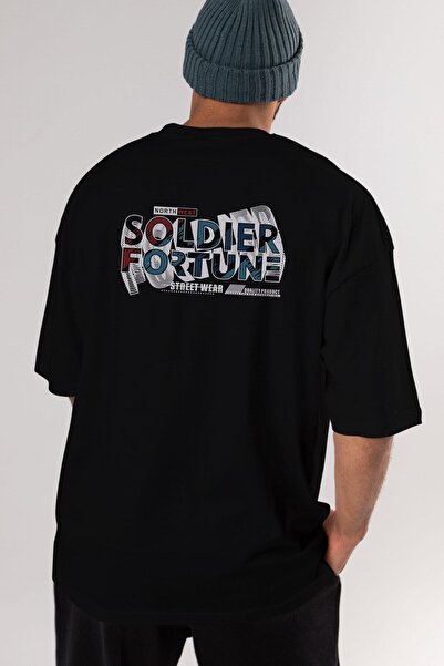 Ankhises Soldier Fortune Back Štampano Crna Oversize kroj T-shirt Unisex Mušk...