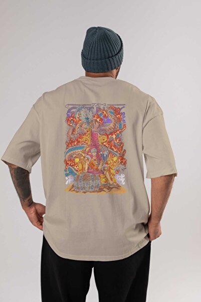Ankhises MONKEY D. LUFFY 1 Anime Leđa Štampano Bež Oversize kroj T-shirt 100%...