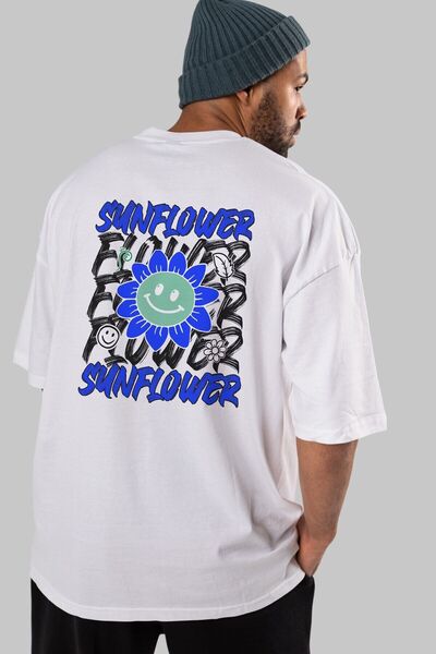 Ankhises Suncokret leđa Štampano bela Oversize kroj T-shirt uniseks muškarci ...
