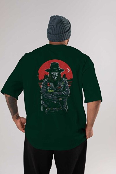 Ankhises vendetta Back Štampano Emerald Green Oversize kroj T-shirt Muškarci ...