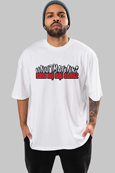 Ankhises Tricou oversize alb cu imprimeu frontal Remember That I Said Never T...