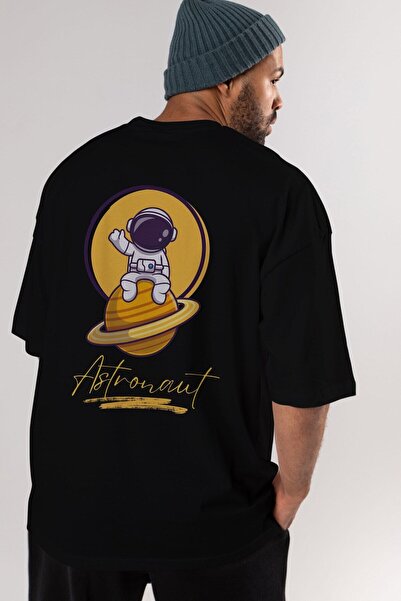 Ankhises Astronaut napisano nazad Štampano crno Oversize kroj T-shirt muškarc...