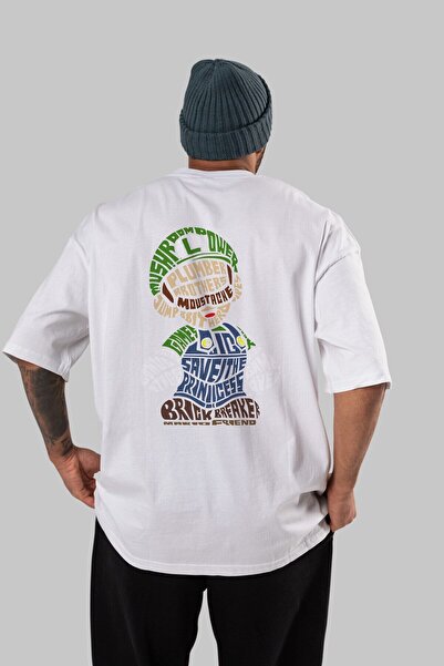 Ankhises Bratovi Vodoinstalateri Leđa Štampano Bela Oversize kroj T-shirt Uni...