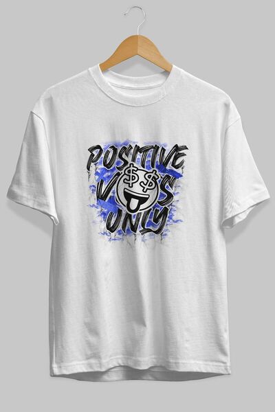 Ankhises Pozitivno samo prednja strana Štampano bela Oversize kroj T-shirt un...