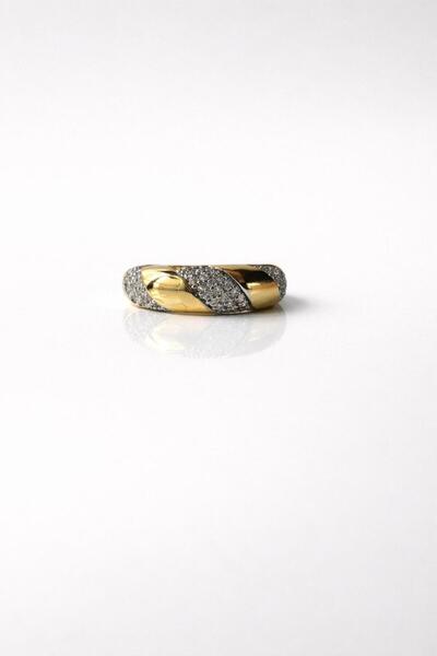 Theory Jewelry خاتم نسائي من الفولاذ المقاوم للصدأ مرصع بـ 2 حجر من ثيوريينج ...