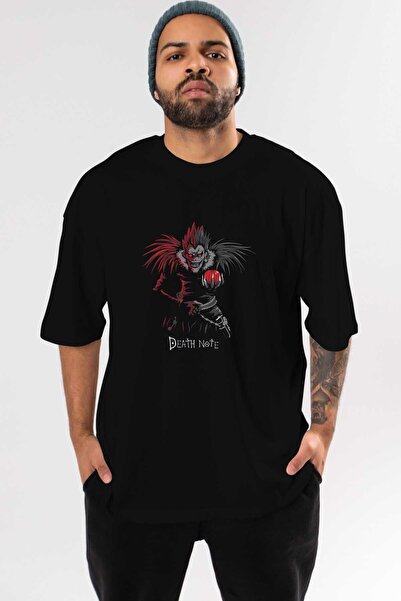 Ankhises DEATH NOTE RYUK Anime Ön Baskılı Siyah Oversize t-shirt Erkek Kadın