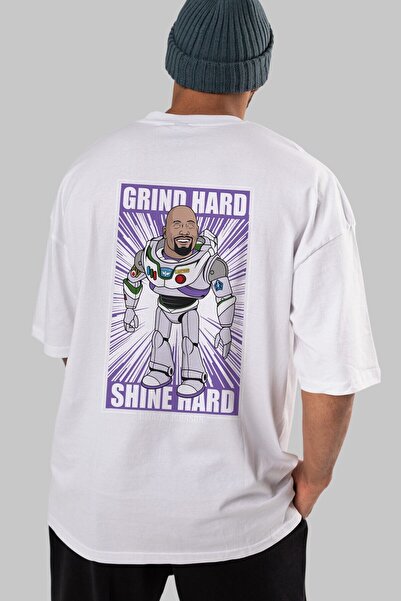 Ankhises Dwayne Johnson Back Štampano Bela Oversize kroj T-shirt Unisex Muška...