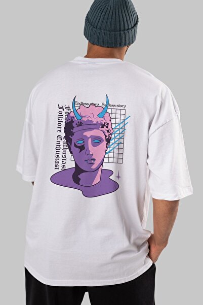 Ankhises Ljubitelj folklora Beli Oversize kroj T-shirt - Unisex, okrugla kragna