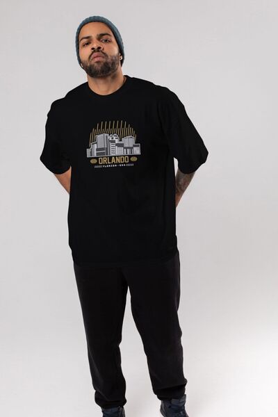 Ankhises Orlando Front Štampano Crna Oversize kroj T-shirt Unisex Muškarci Že...