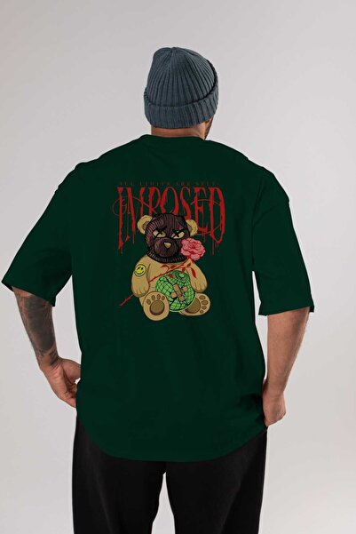 Ankhises Svi limiti nazad Štampano smaragdno zelena Oversize kroj T-shirt uni...