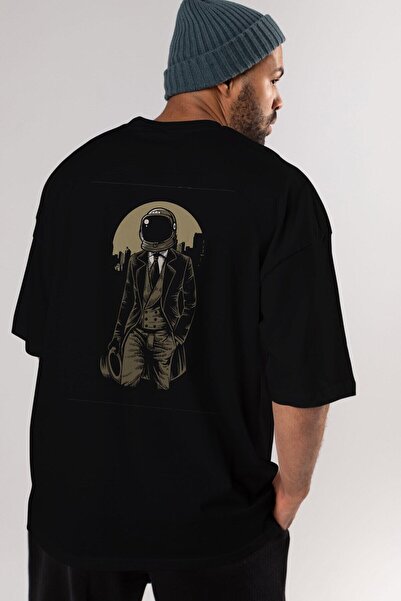 Cilexi Klasična astronautska majica Štampano crna Oversize kroj T-shirt unise...