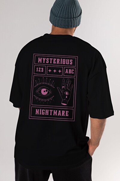 Ankhises Tajanstvena noćna mora leđa Štampano crna Oversize kroj T-shirt mušk...