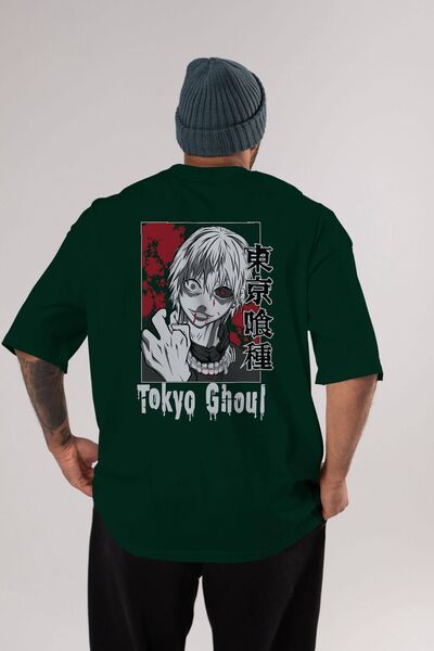 Ankhises Kaneki Ken TOKYO GHOUL Anime Spate Imprimat Verde Smarald Tricou ove...