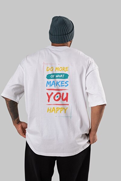 Ankhises Uradi više sreće Napisano nazad Štampano Belo Oversize kroj T-shirt ...