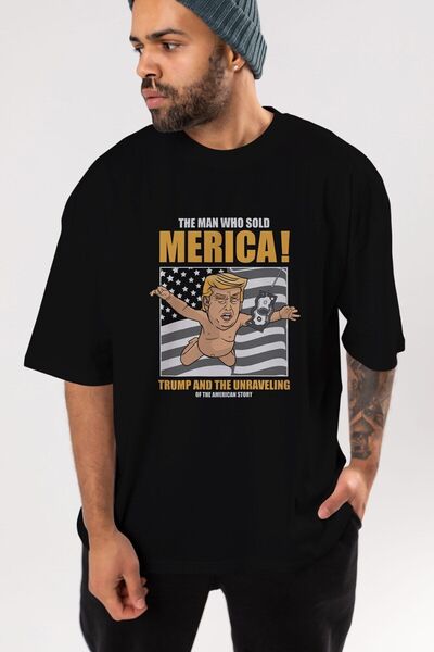 Ankhises Trump Nirvana Front Štampano Crna Oversize kroj T-shirt Unisex Muška...