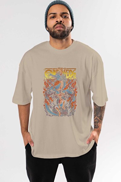 Ankhises ONE PIECE MONKEY D. LUFF Bež Oversize kroj T-shirt - Muški Ženski An...