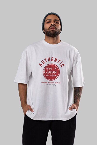 Ankhises Autentičan japanski stil prednja strana Štampano bela Oversize kroj ...