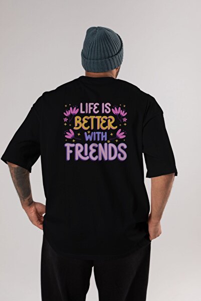 Ankhises Život je bolji sa Arka Štampano Black Oversize kroj T-shirt Muškarci...