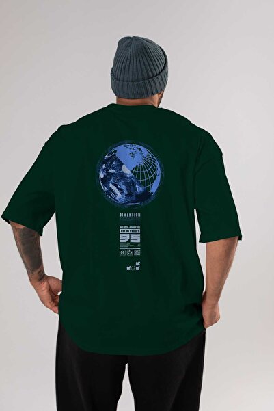 Ankhises Dimenzija 95 Leđa Štampano Smaragdno zelena Oversize kroj T-shirt Un...