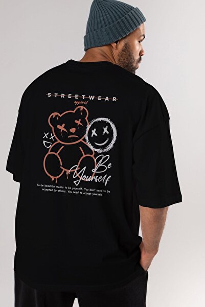 Ankhises Budi svoj medved, leđa unazad Štampano crna Oversize kroj T-shirt un...