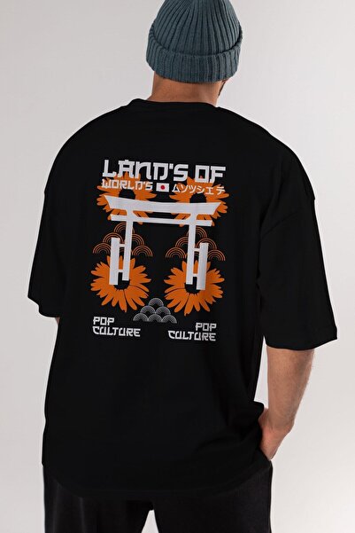 Ankhises Zemlja svetova Pop Back Štampano Crna Oversize kroj T-shirt Unisex M...