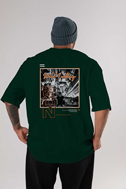 Ankhises Divlja strast Leđa Štampano Smaragdno zelena Oversize kroj T-shirt M...