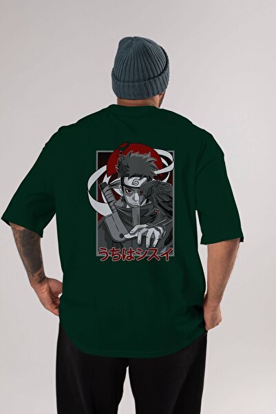 Ankhises SHISUI UCHIHA NARUTO Anime Spate Imprimat Verde Smarald Tricou overs...