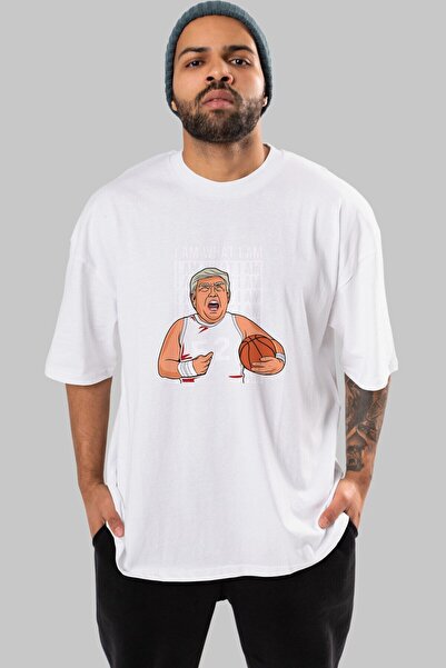 Ankhises Trump Košarkaška Majica Štampano Bela Oversize kroj T-shirt Unisex M...
