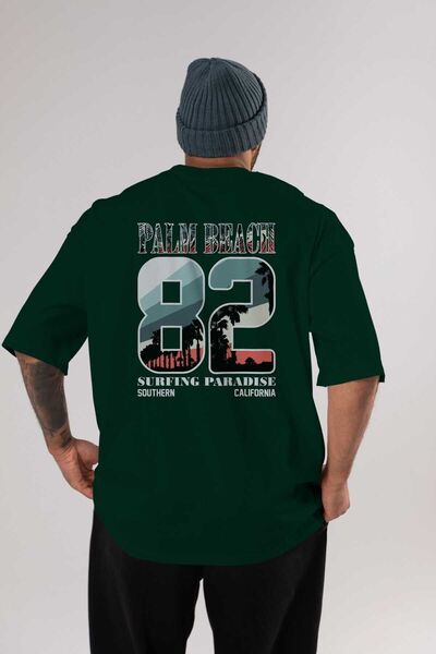 Ankhises Palm Beach 82 Leđa Štampano Smaragdno zelena Oversize kroj T-shirt M...