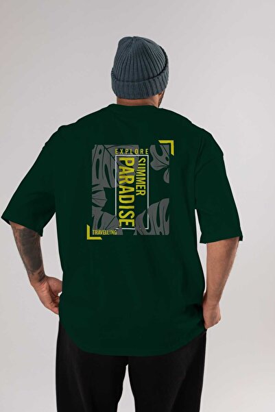 Ankhises Istražite leto Nazad Štampano Smaragdno zelena Oversize kroj T-shirt...