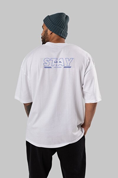Ankhises Ostani sa mnom Napisano nazad Štampano Belo Oversize kroj T-shirt Mu...