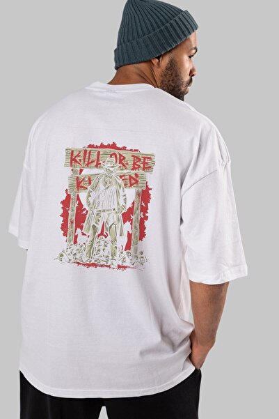 Ankhises Ubij ili budi ubijen nazad Štampano Belo Oversize kroj T-shirt Unise...