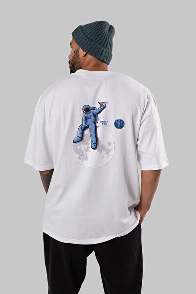 Ankhises Astro Missing Earth Back Štampano Bela Oversize kroj T-shirt Unisex ...