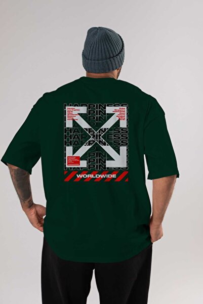 Ankhises Happiness Worldwide Back Štampano Emerald Green Oversize kroj T-shir...