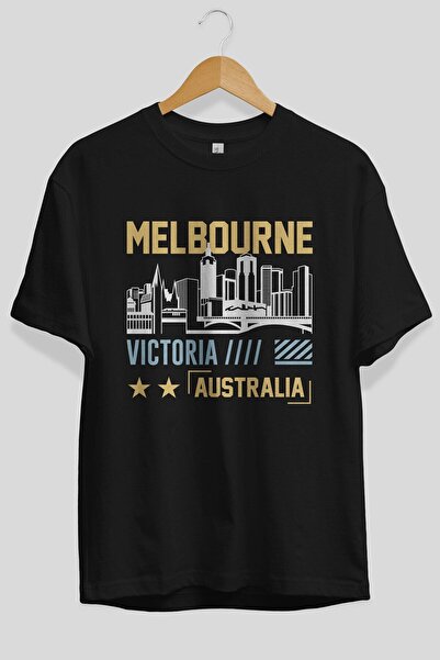 Ankhises Melbourne Front Štampano Crna Oversize kroj T-shirt Unisex Muškarci ...