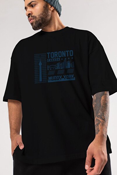 Ankhises Toronto Front Štampano Crna Oversize kroj T-shirt Unisex Muškarci Že...