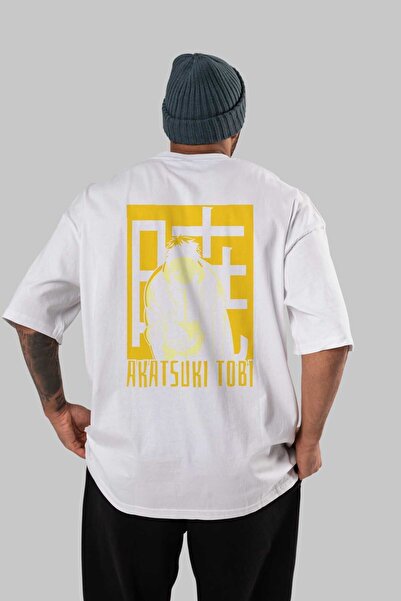 Ankhises AKATSUKI OBITO NARUTO Anime Leđa Štampano Bela Oversize kroj T-shirt...