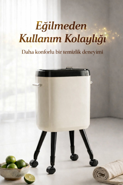 ADEFCO 20 LT Kapaklı Çöp Kovası Tekerlekli Modern Tasarım Yüksek Ayaklı Çöp K...