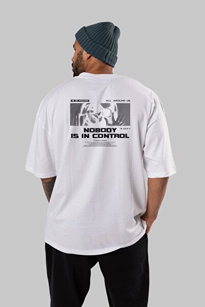 Ankhises Niko nije u kontroli Nazad Štampano Belo Oversize kroj T-shirt Unise...