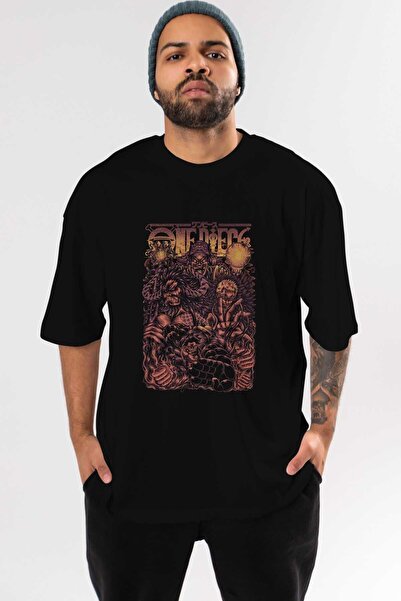 Ankhises ONE PIECE Anime Front Štampano Crna Oversize kroj T-shirt Muškarci Žene